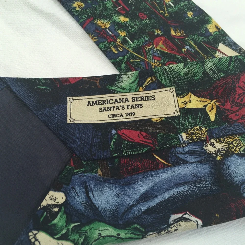 Tango Max Raab Mens Silk Tie Americana Series Santas Fans Christmas Holiday USA